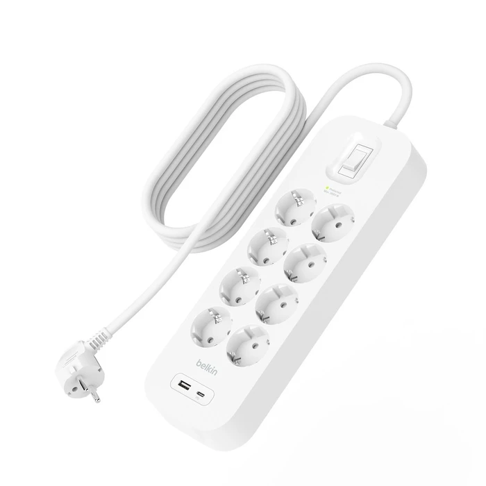 Πολύπριζο Belkin Surge 8-fold + USB-A+C,900J,18W,2m SRB003vf2MV2