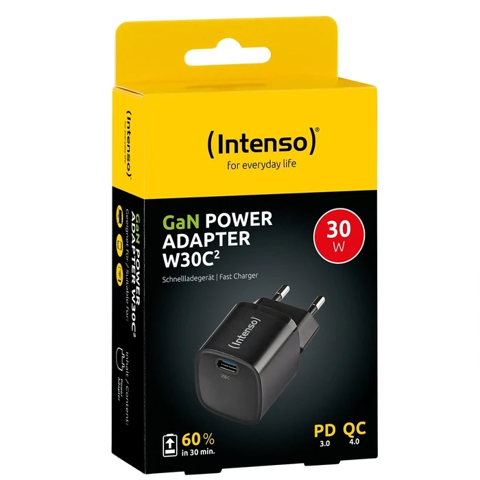 Φορτιστής Πρίζας Intenso Power Adapter W30C² GaN Black 1x USB-C 30W