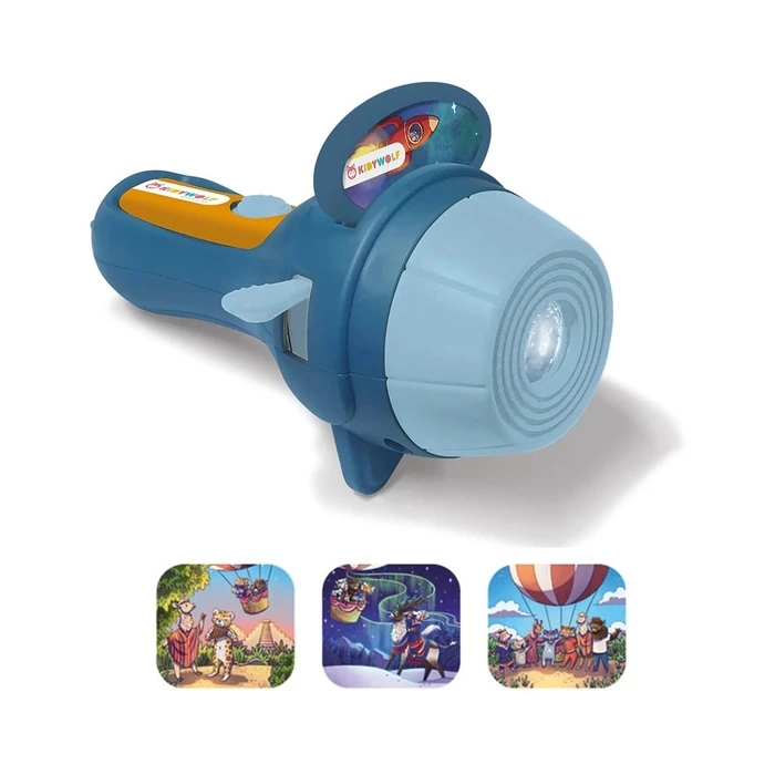 Εκπαιδευτικό Παιχνίδι Kidywolf Projector Torch Blue incl. 3 Picture Slides