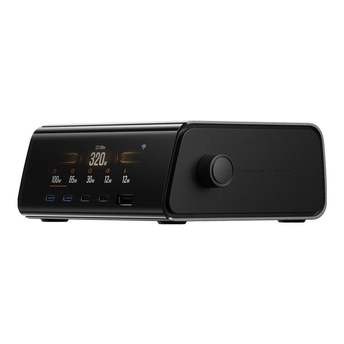 EcoFlow Βάση Φόρτισης GaN με Θύρα USB-A και 4 Θύρες USB-C 320W (RAPID Pro) - Μαύρο