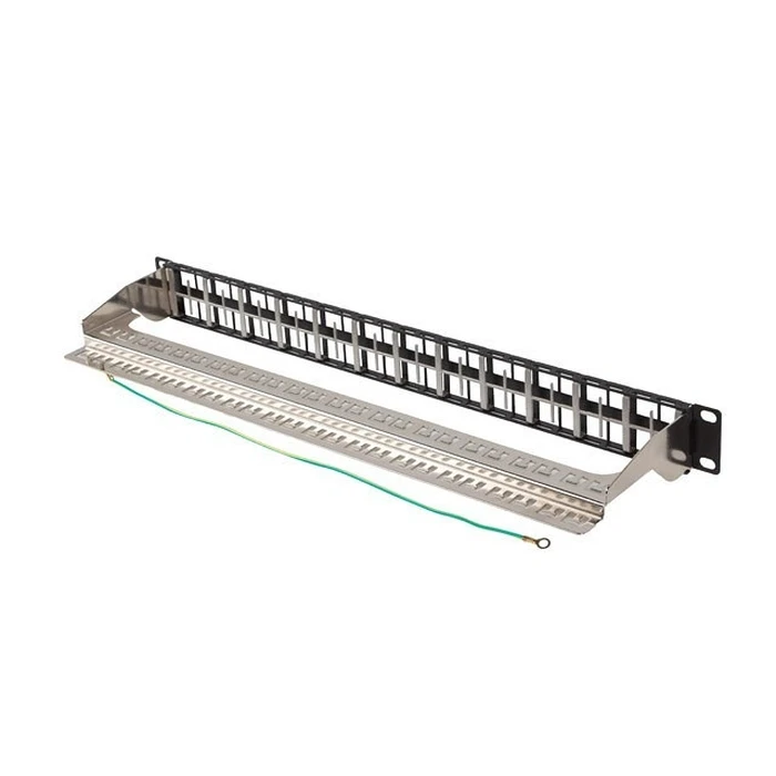 Patch Panel Lanberg 48 θύρες 1U 19" FTP για Keystone Μαύρο