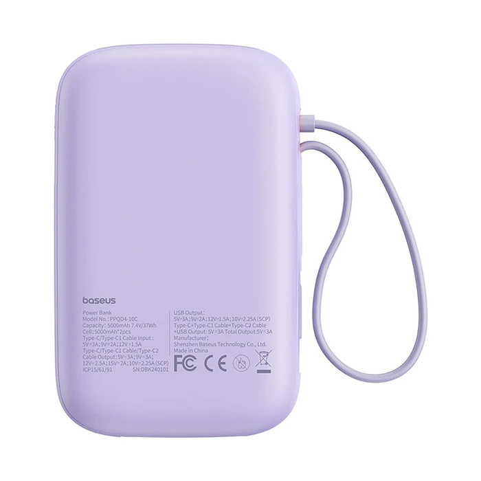 Powerbank Baseus QPow 2 10000mAh 30W 2xUSB-C Μωβ