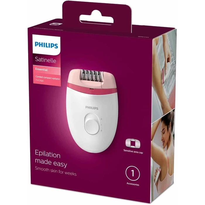 Αποτριχωτική Μηχανή Philips Satinelle Essential BRE235/00 Λευκό-ροζ