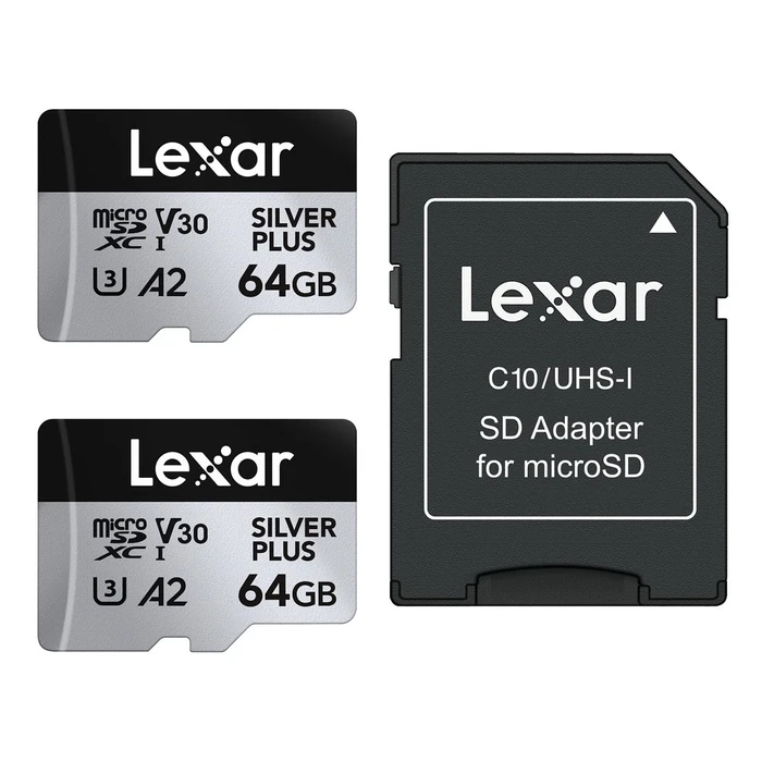 Κάρτα Μνήμης microSDXC 64GB Lexar Professional SILVER Plus UHS-I A2 V30 U3 4K - 2τμχ