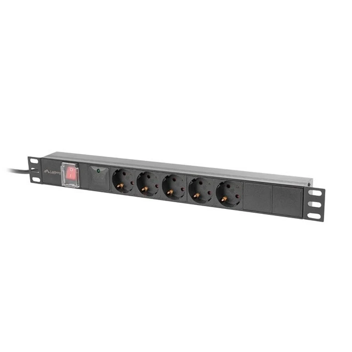 Πολύπριζο Lanberg Rack PDU 19" 1U 16A 5x Schuko 2m Μαύρο