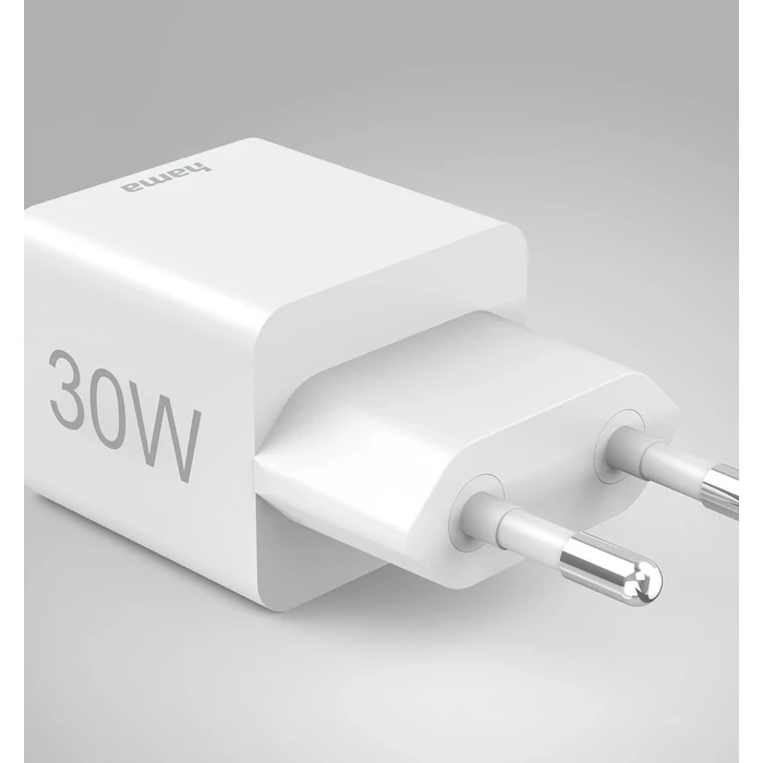 Φορτιστής Πρίζας Hama Mini 30W PD/QC (1x USB-C, 1x USB-A) Λευκός
