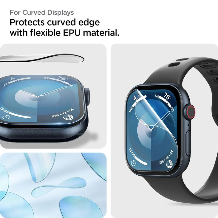 Hybrid glass Spigen Elite Shield Ez Fit Apple Watch 10 / 11 42mm Clear [2 PACK]