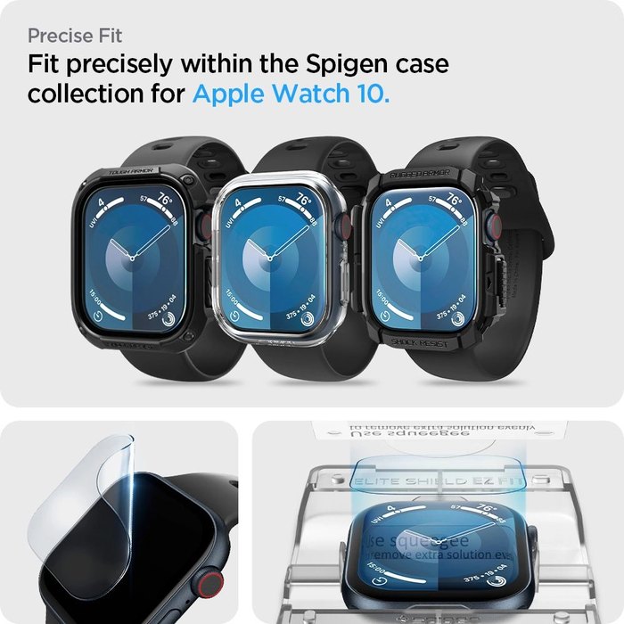 Spigen Elite Shield Ez Fit Apple Watch 10 / 11 46mm Clear [2 PACK]