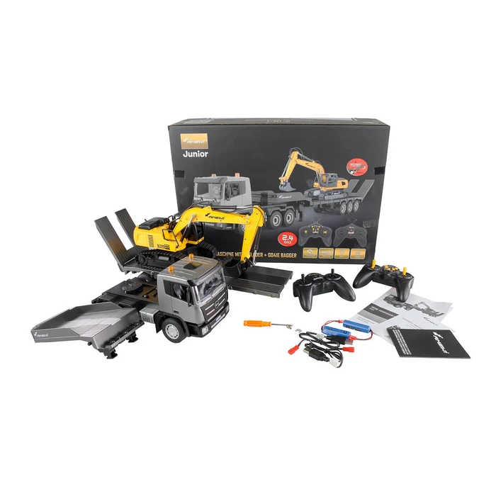Τηλεκατευθυνόμενο Amewi 2-in-1 Tieflader/Bagger-Set G836E/G041E 1:24 RTR