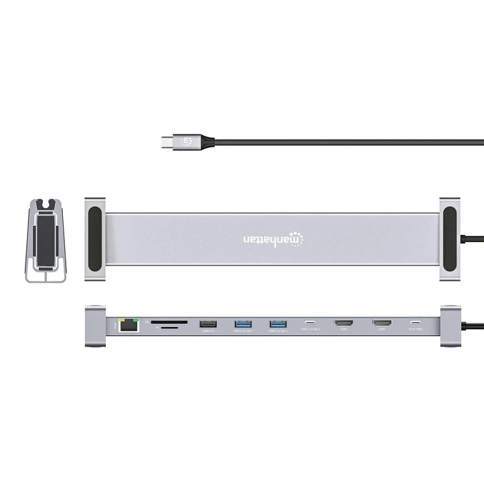 Docking Station Manhattan 10-in-1 4K USB-C PD 2xHDMI