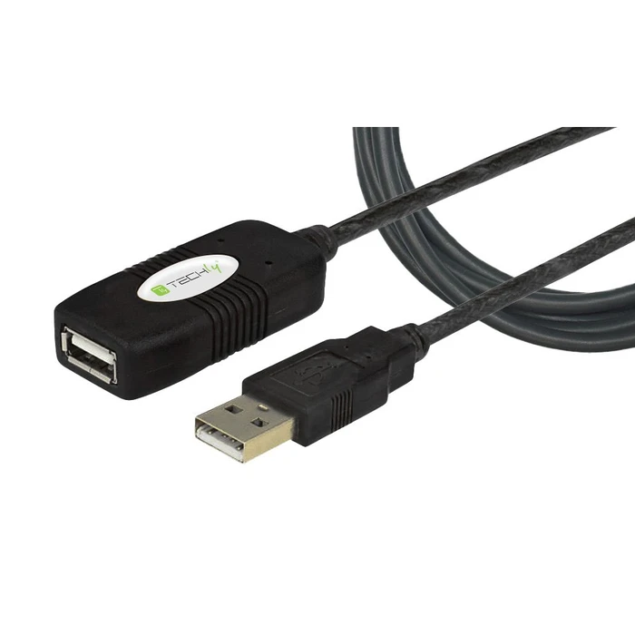 Καλώδιο USB Techly USB 2.0 actice extension, Hi-Speed, 10m, Black