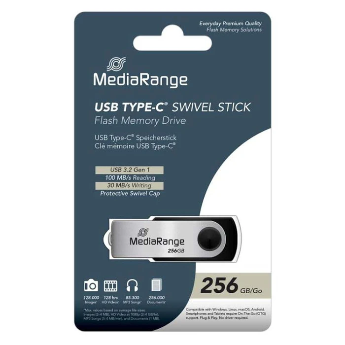 USB Flash 256GB MediaRange USB 3.2 Gen1 USB-C