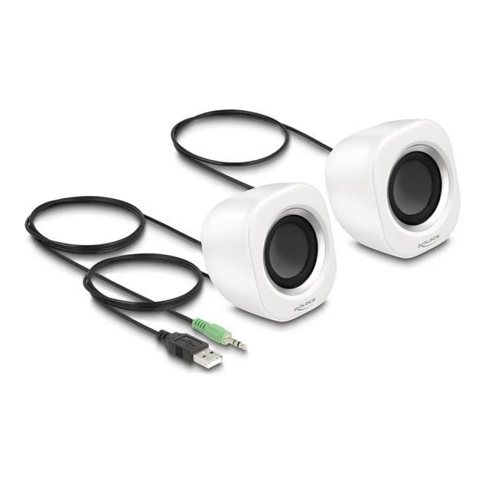Ηχεία Υπολογιστή Delock Mini Stereo 3,5mm Male USB White