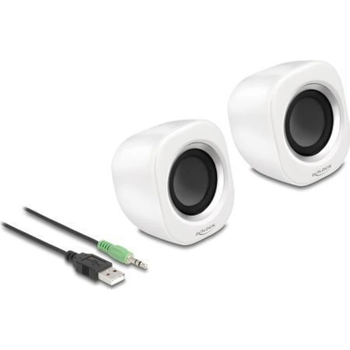 Ηχεία Υπολογιστή Delock Mini Stereo 3,5mm Male USB White