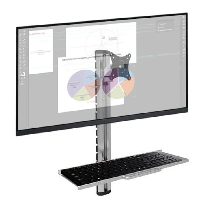 Βάση Monitor Techly wall mount with keyboard tray, 15-27", silver