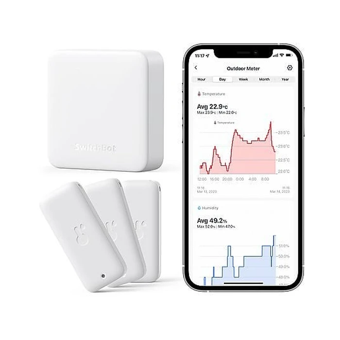 Θερμόμετρo SwitchBot Bundle 3-Pack Thermo-Hygrometer & Hub Mini