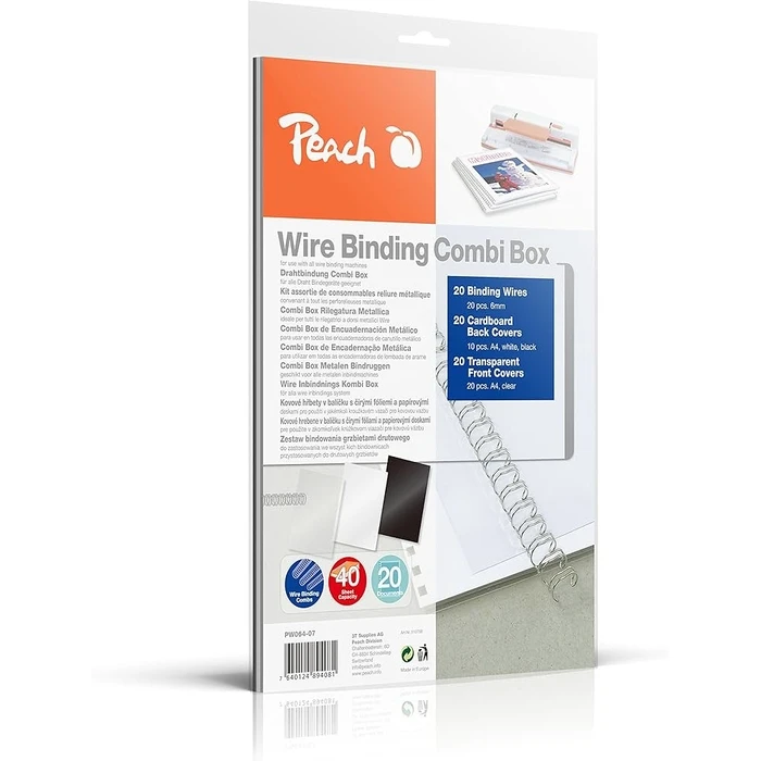 Αξεσουάρ Βιβλιοδεσίας Peach Wire Binding Combi Box - 8mm, 60 Blatt