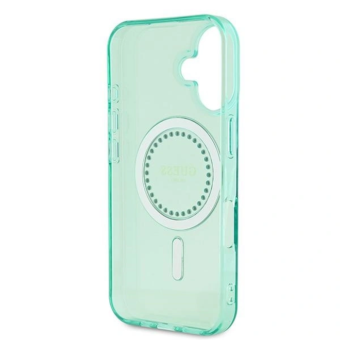 Guess GUHMP16MPFTDTEN Apple iPhone 16 Plus hardcase IML Rhinestones MagSafe green