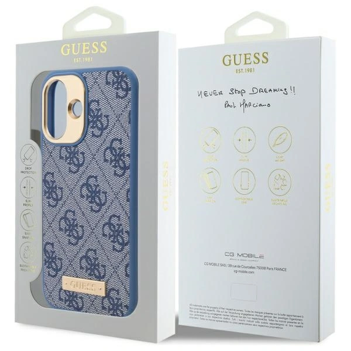 Guess GUHMP16MU4GPRB Apple iPhone 16 Plus hardcase 4G Logo Plate MagSafe blue