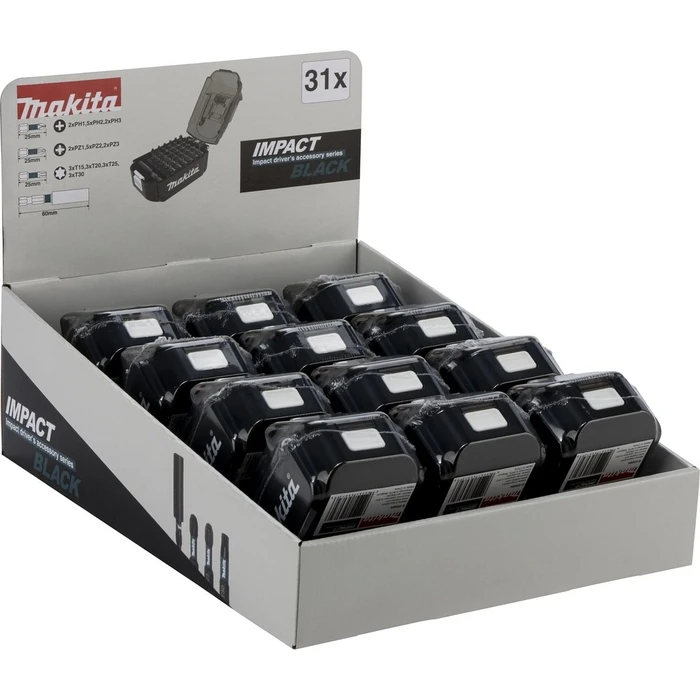 Μύτες Κατσαβιδιού Makita Display 12x Impact Black Bit-Set 31-pcs.