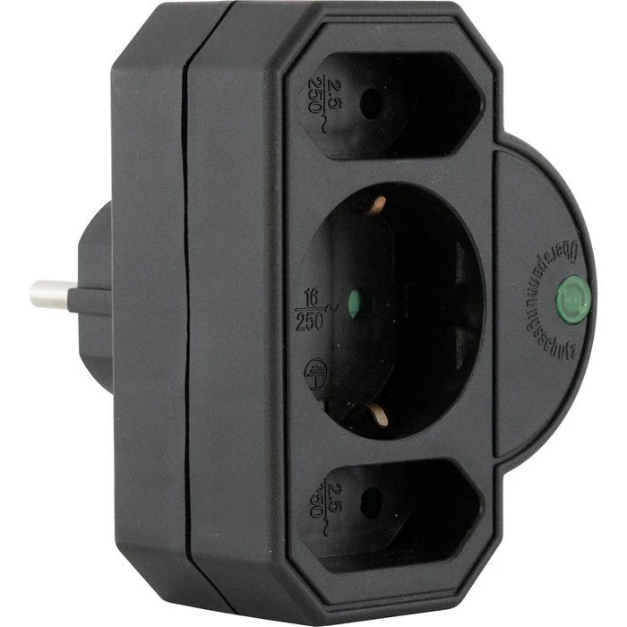 Ταφ REV 3-fach with Surge protection, Black