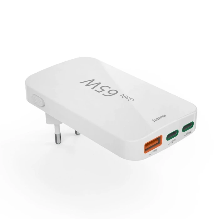 Φορτιστής Πρίζας Hama Mini 65W 2xUSB-C/1xUSB-A, White 201976