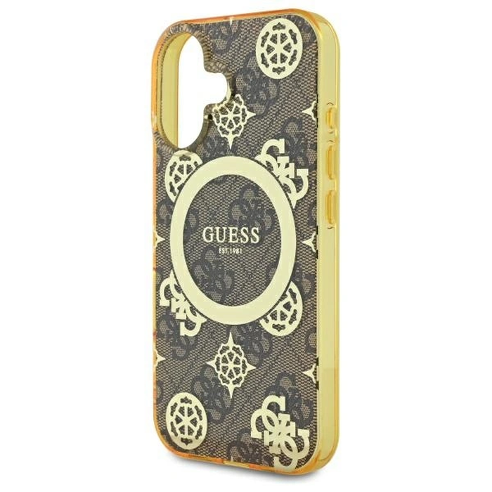 Guess GUHMP16SH4PYEEW Apple iPhone 16 hardcase IML Peony On 4G Background MagSafe brown
