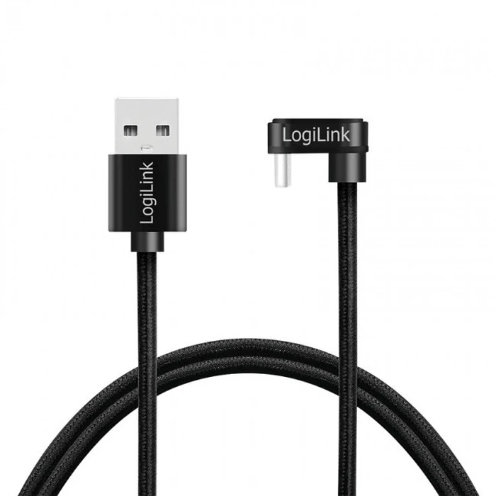 Καλώδιο USB Logilink USB-A σε USB-C 3.0m με πλέξη, γωνιακό, μαύρο