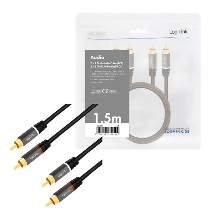 Καλώδιο RCA Logilink 2x RCA male - 2x RCA male 1.5m CA1203