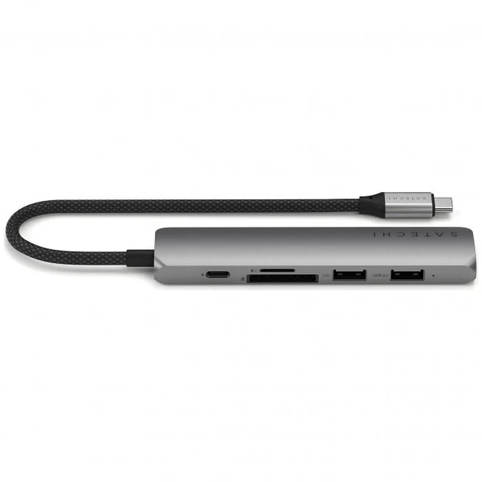 Docking Station Satechi Slim Multiport 6 σε 1 (USB-C, 2xUSB-A, 4K HDMI, micro/SD) Γκρι