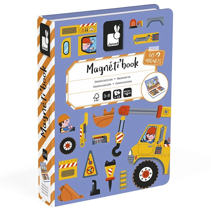 Παιχνίδι Κατασκευών Janod Magnetibook Εργοτάξιο