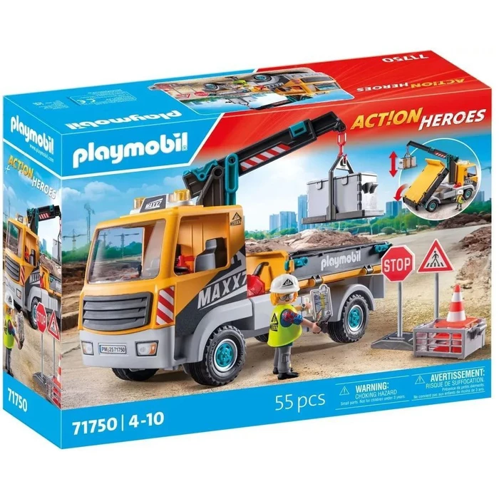 Playmobil Action Heroes 71750 Φορτηγό εργοταξίου με γερανό