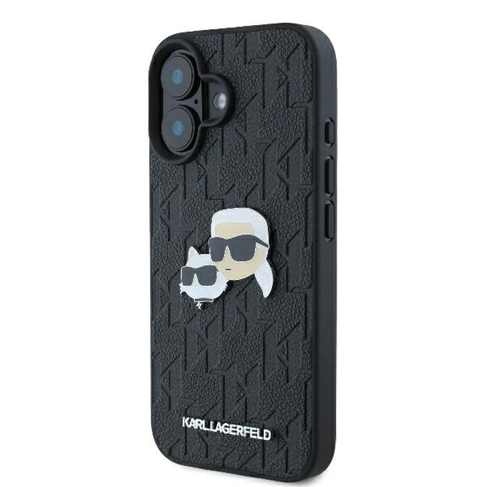 Karl Lagerfeld KLHCP16SPGKLKCPK Apple iPhone 16 hardcase Monogram Karl&Chaoupette Head Pin black