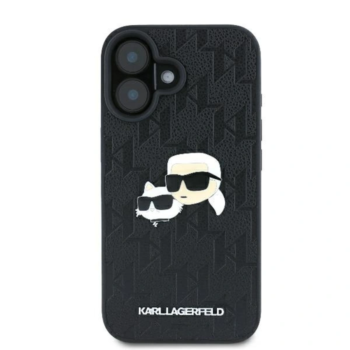 Karl Lagerfeld KLHCP16SPGKLKCPK Apple iPhone 16 hardcase Monogram Karl&Chaoupette Head Pin black