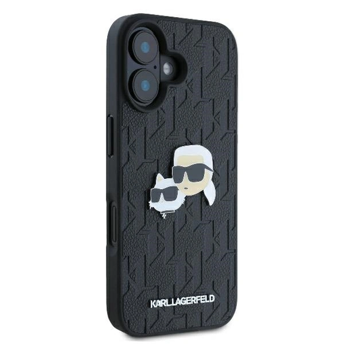 Karl Lagerfeld KLHCP16SPGKLKCPK Apple iPhone 16 hardcase Monogram Karl&Chaoupette Head Pin black