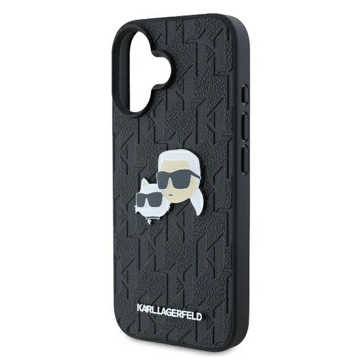 Karl Lagerfeld KLHCP16SPGKLKCPK Apple iPhone 16 hardcase Monogram Karl&Chaoupette Head Pin black