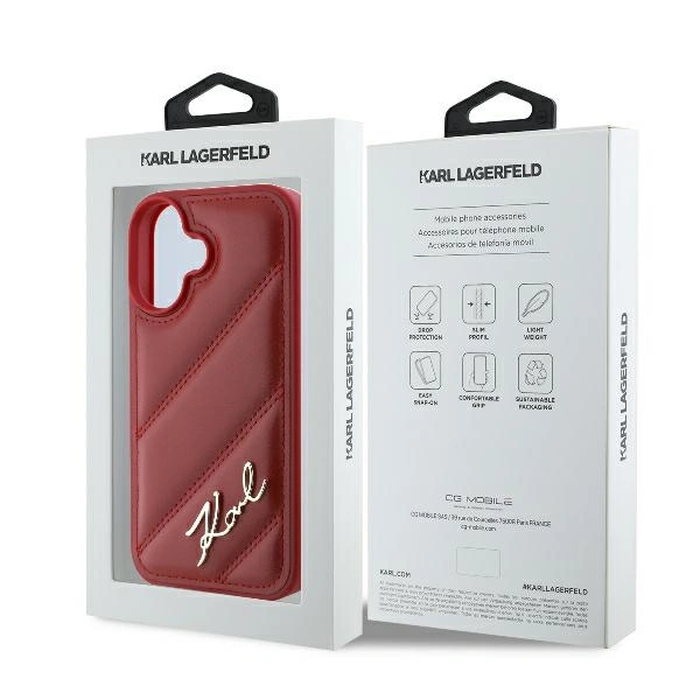 Karl Lagerfeld KLHCP16SPQDSMGR Apple iPhone 16 hardcase Quilted Signature red