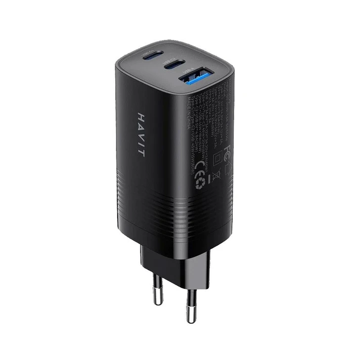 Φορτιστής Πρίζας Havit UC20 - GaN 65W three-port travel charger, Black