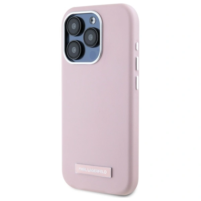 Karl Lagerfeld KLHMP15LPGMSRPP Apple iPhone 15 Pro hardcase FW Metal Plate MagSafe pink