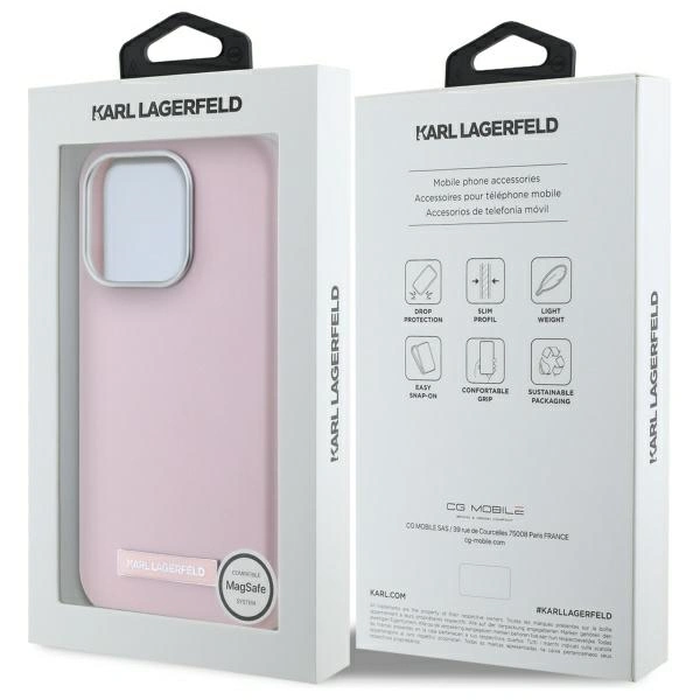 Karl Lagerfeld KLHMP15XPGMSRPP Apple iPhone 15 Pro Max hardcase FW Metal Plate MagSafe pink
