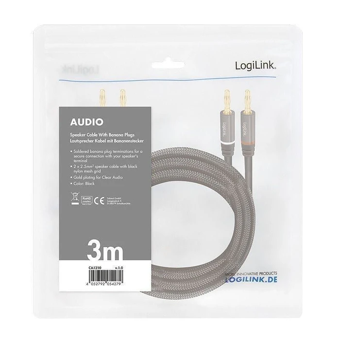Καλώδιο Ηχείου Logilink Audio, Banana Plug 3m