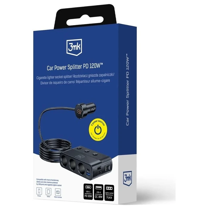 Φορτιστής Αυτοκινήτου 3MK Power Splitter 120W