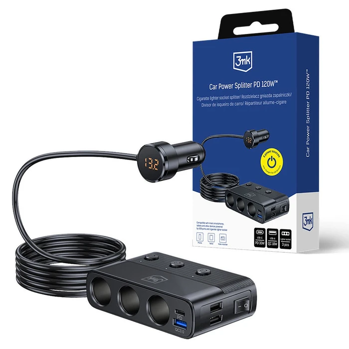Φορτιστής Αυτοκινήτου 3MK Power Splitter 120W