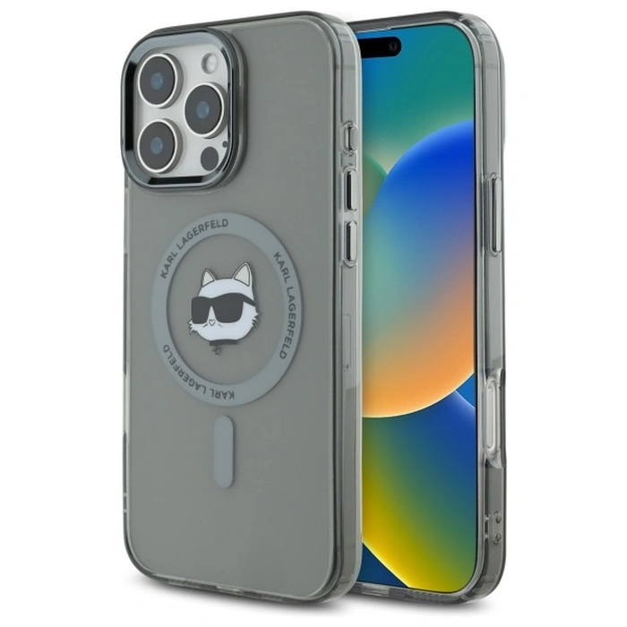 Karl Lagerfeld KLHMP16LHLSCHK Apple iPhone 16 Pro hardcase IML Metal Choupette Head MagSafe black