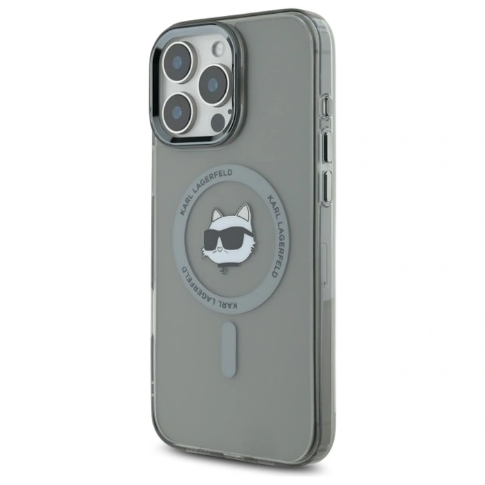 Karl Lagerfeld KLHMP16LHLSCHK Apple iPhone 16 Pro hardcase IML Metal Choupette Head MagSafe black