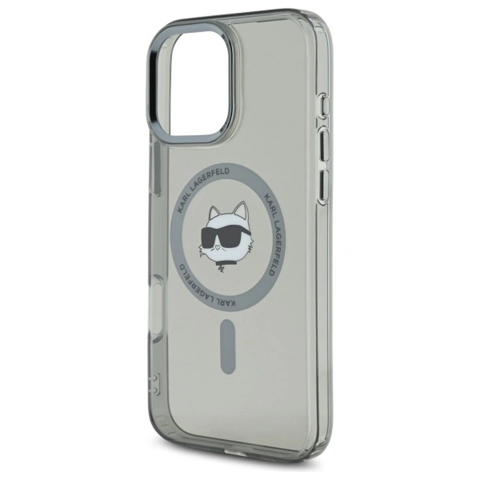 Karl Lagerfeld KLHMP16LHLSCHK Apple iPhone 16 Pro hardcase IML Metal Choupette Head MagSafe black