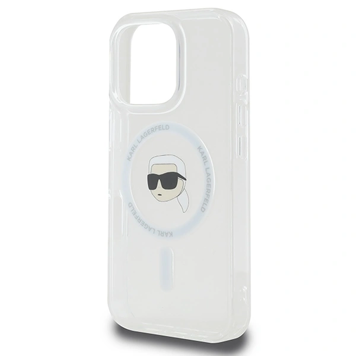 Karl Lagerfeld KLHMP16LHLSKIH Apple iPhone 16 Pro hardcase IML Metal Karl Head MagSafe white
