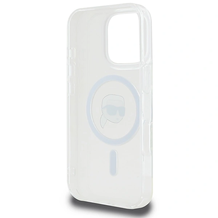 Karl Lagerfeld KLHMP16LHLSKIH Apple iPhone 16 Pro hardcase IML Metal Karl Head MagSafe white