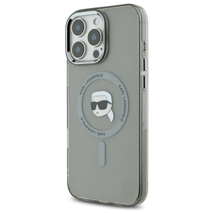 Karl Lagerfeld KLHMP16LHLSKIK Apple iPhone 16 Pro hardcase IML Metal Karl Head MagSafe black