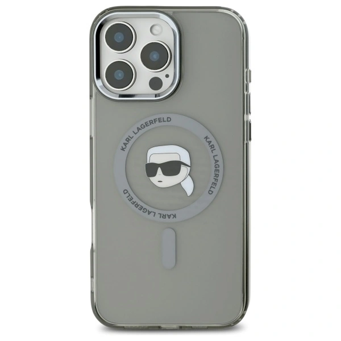 Karl Lagerfeld KLHMP16LHLSKIK Apple iPhone 16 Pro hardcase IML Metal Karl Head MagSafe black